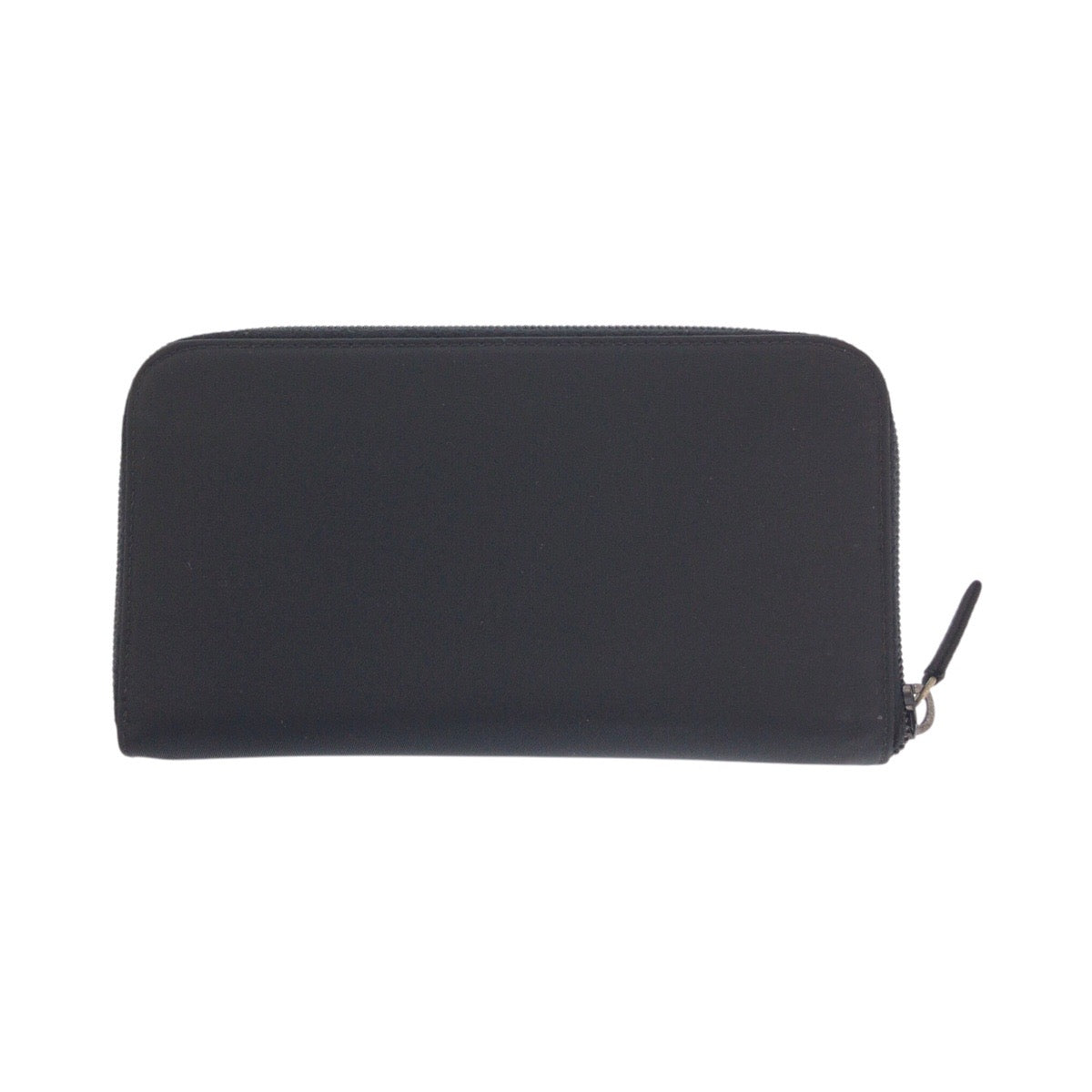 PRADA Long Wallet Purse Nylon Black Silver Testo Saffiano Triangle With logo