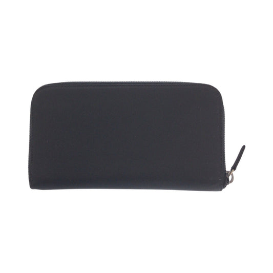 PRADA Long Wallet Purse Nylon Black Silver Testo Saffiano Triangle With logo