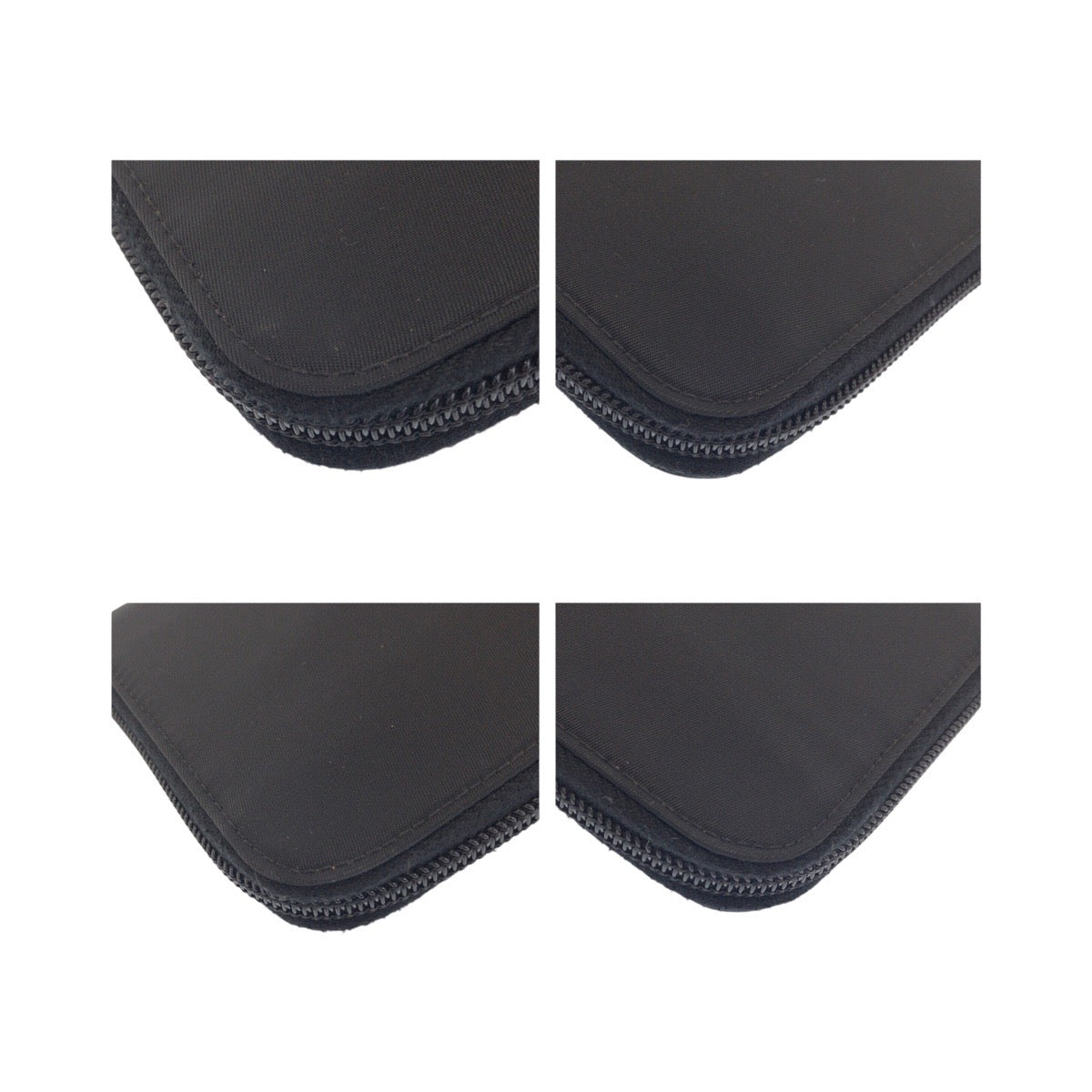 PRADA Long Wallet Purse Nylon Black Silver Testo Saffiano Triangle With logo