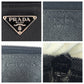 PRADA Long Wallet Purse Nylon Black Silver Testo Saffiano Triangle With logo