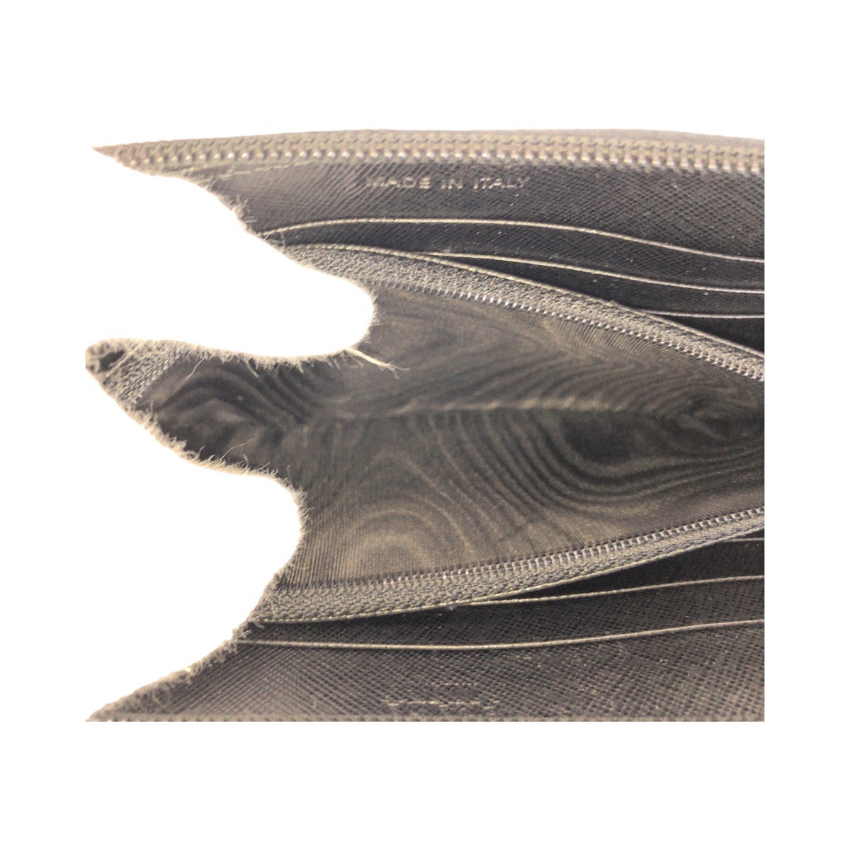 PRADA Long Wallet Purse Nylon Black Silver Testo Saffiano Triangle With logo