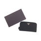 PRADA Long Wallet Purse Nylon Black Silver Testo Saffiano Triangle With logo