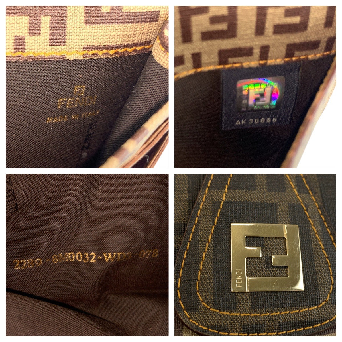 FENDI Long Wallet Purse 8M0032 PVC Brown Gold Metal Zucchino