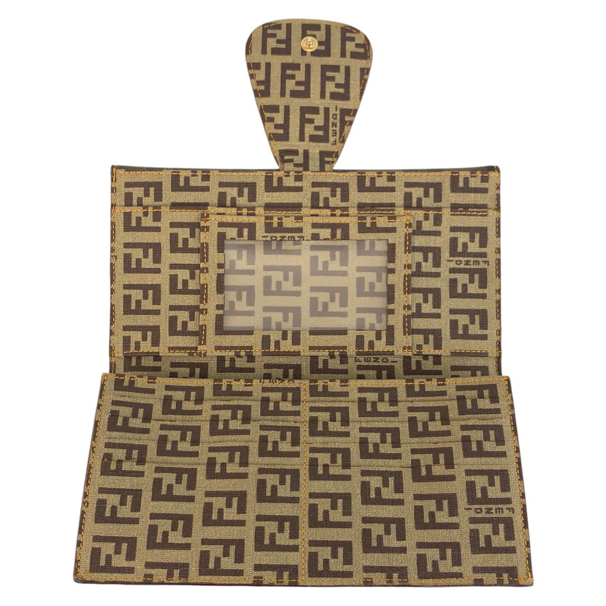 FENDI Long Wallet Purse 8M0032 PVC Brown Gold Metal Zucchino