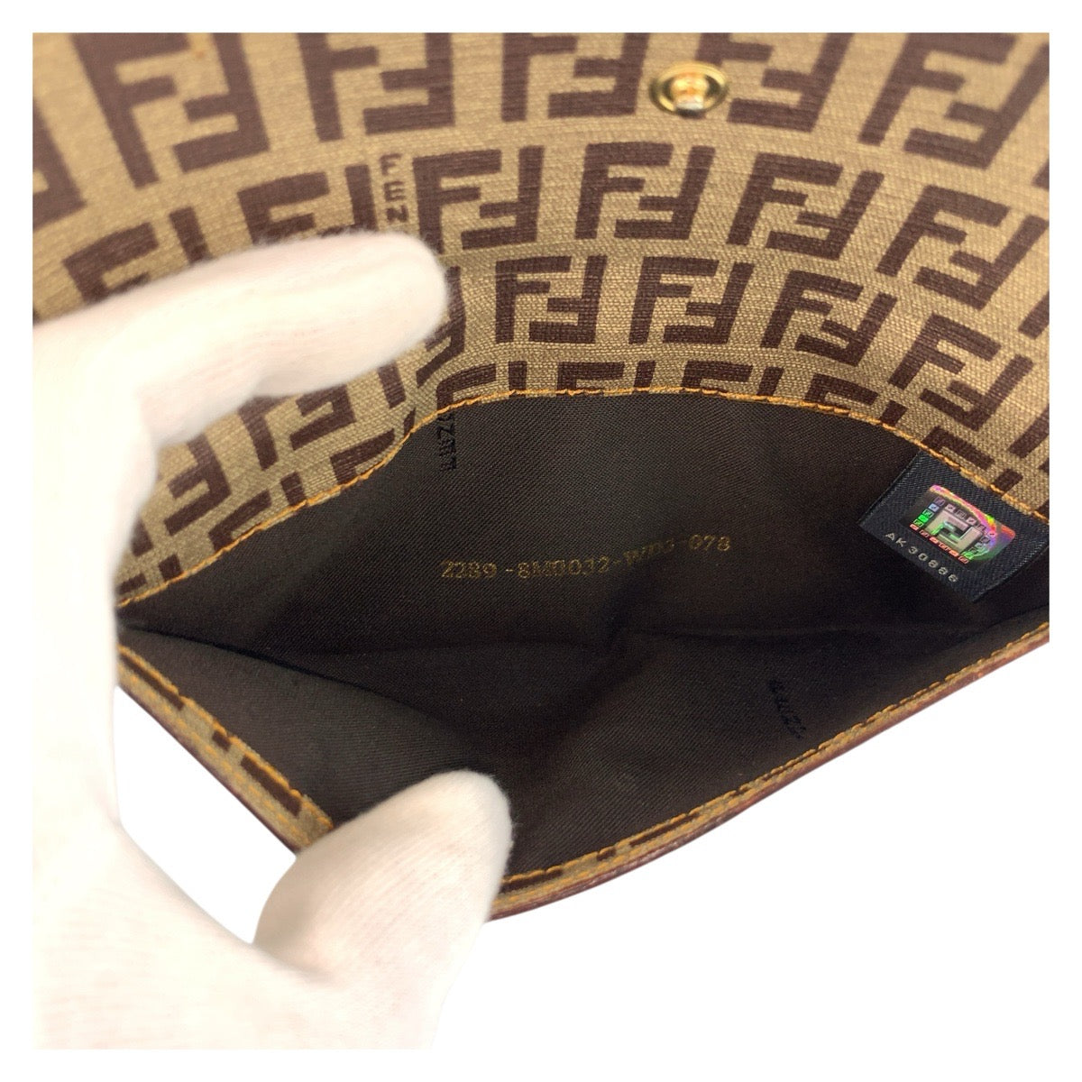 FENDI Long Wallet Purse 8M0032 PVC Brown Gold Metal Zucchino