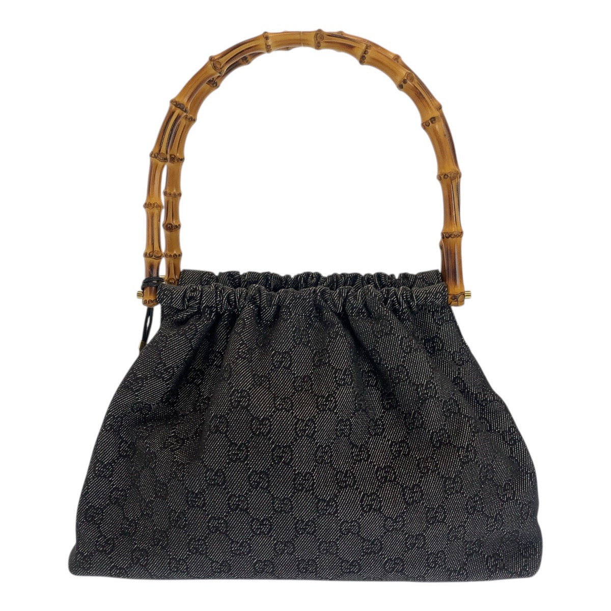 GUCCI Handbag 92708 GG canvas Black GoldMetal Bamboo