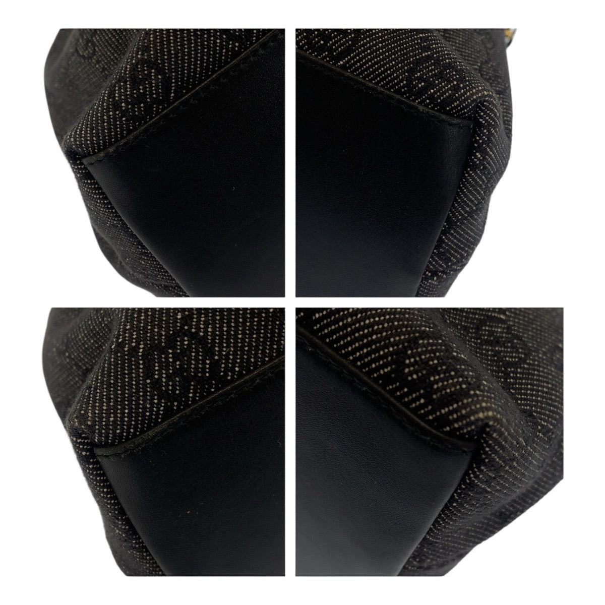 GUCCI Handbag 92708 GG canvas Black GoldMetal Bamboo