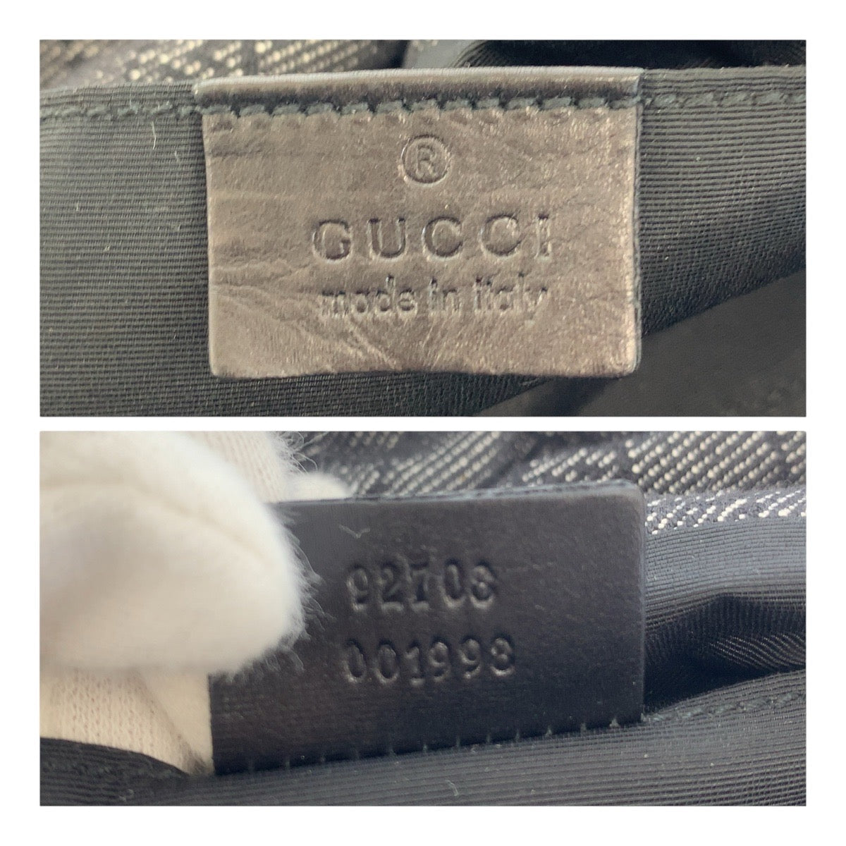 GUCCI Handbag 92708 GG canvas Black GoldMetal Bamboo