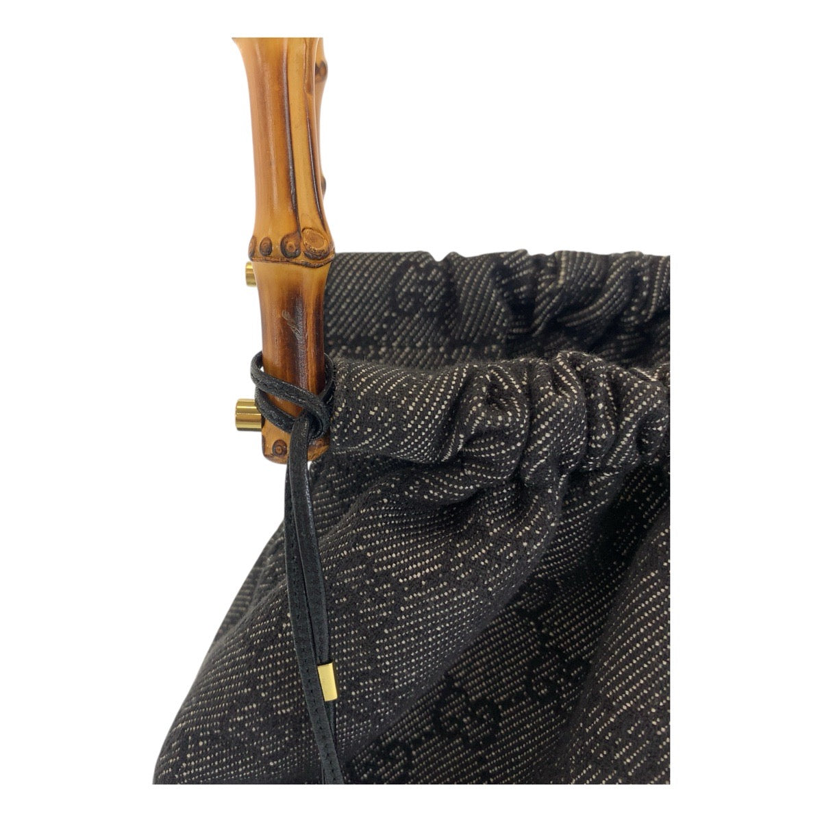 GUCCI Handbag 92708 GG canvas Black GoldMetal Bamboo