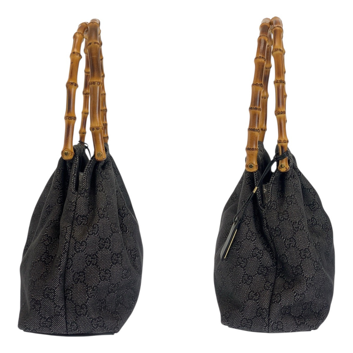 GUCCI Handbag 92708 GG canvas Black GoldMetal Bamboo
