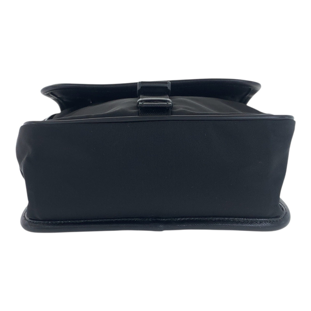 PRADA Shoulder Bag Nylon Black SilverMetal Testo Saffiano Triangle With logo