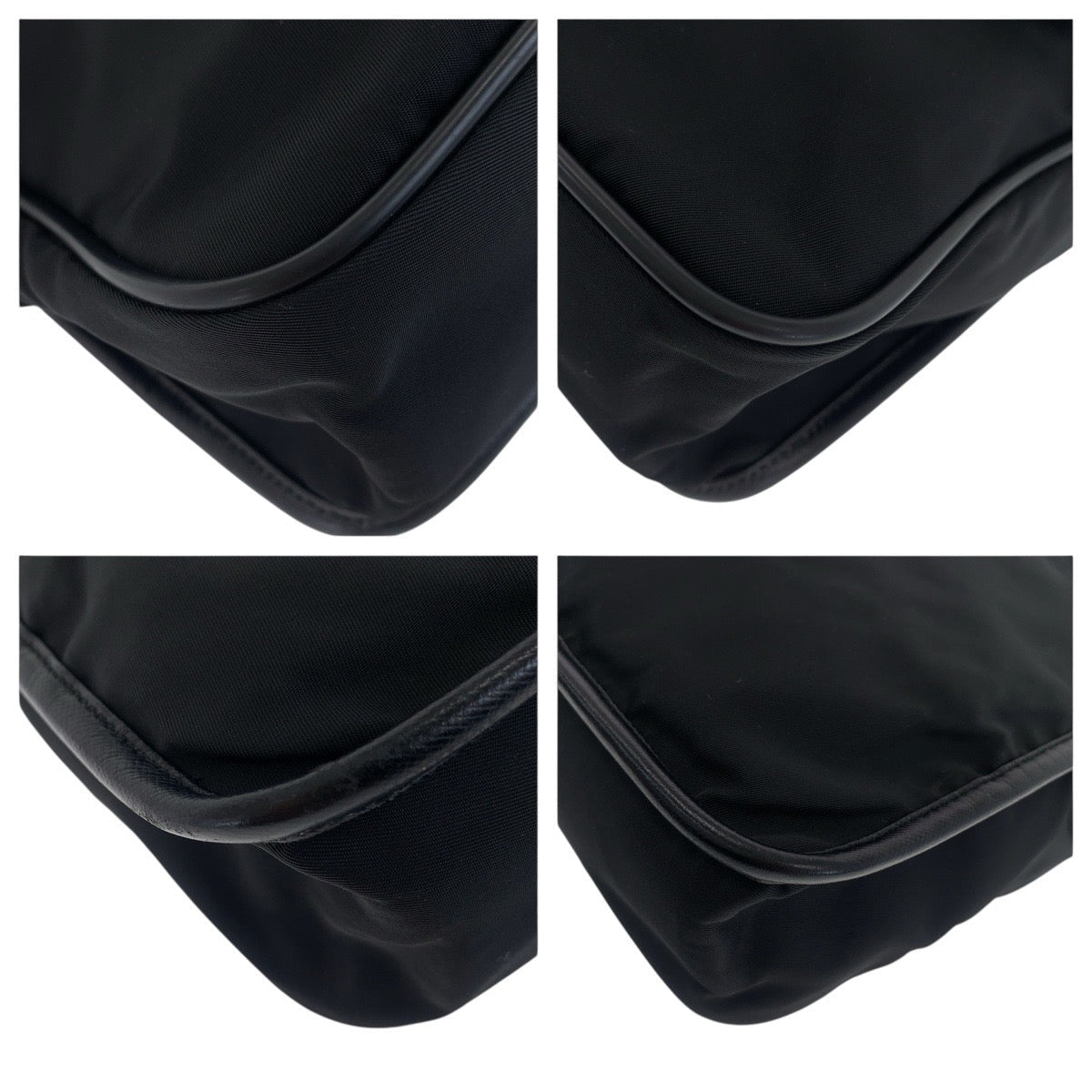 PRADA Shoulder Bag Nylon Black SilverMetal Testo Saffiano Triangle With logo