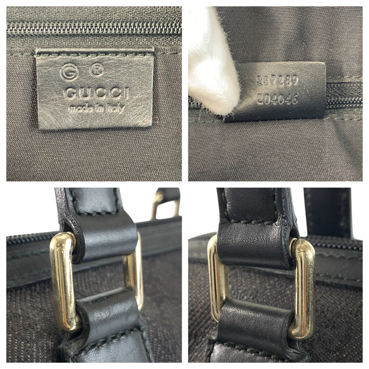 GUCCI Handbag 257289 GG canvas Black SilverMetal