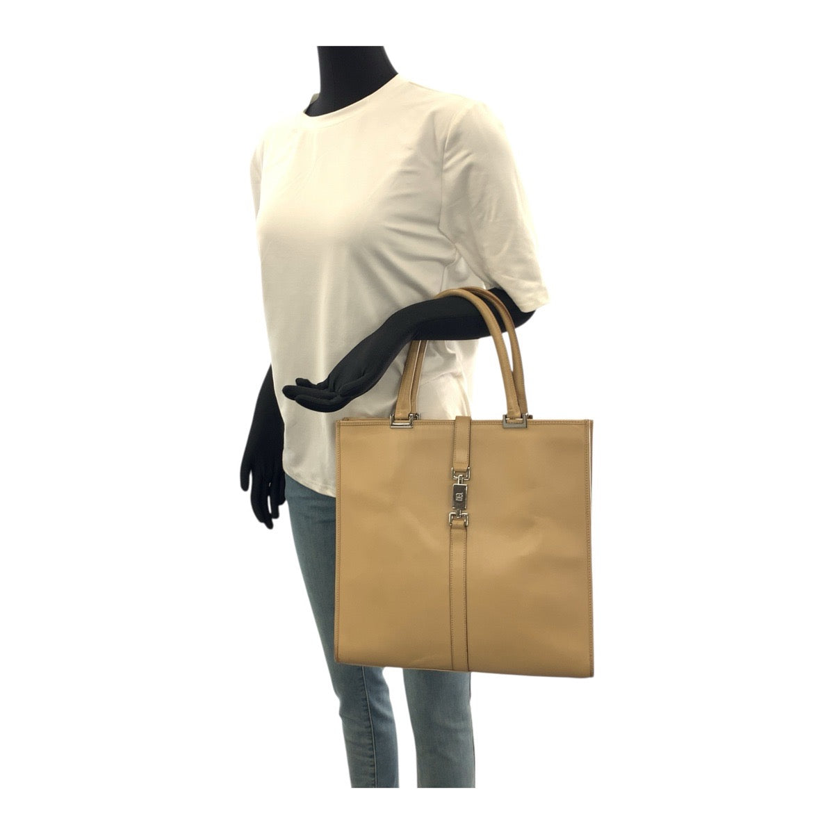 GUCCI Tote Bag 002 1064 leather Beige SilverMetal Jackie