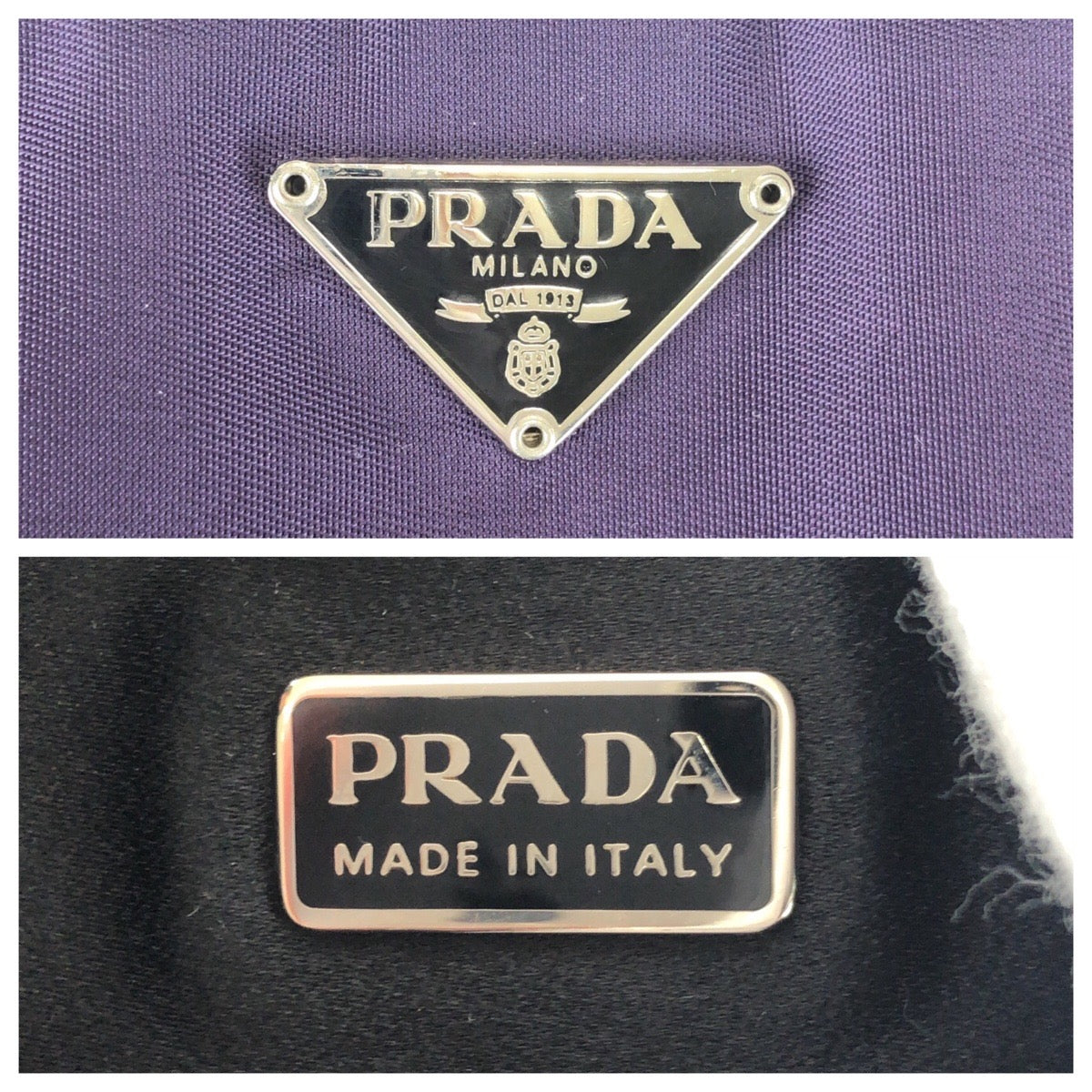 PRADA Tote Bag Nylon Purple SilverMetal Test Triangle With logo