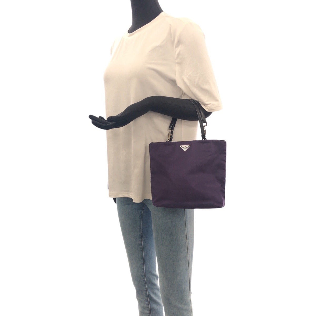 PRADA Tote Bag Nylon Purple SilverMetal Test Triangle With logo