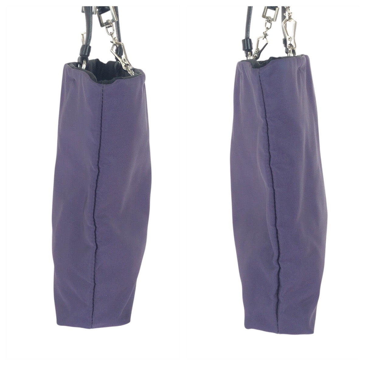 PRADA Tote Bag Nylon Purple SilverMetal Test Triangle With logo