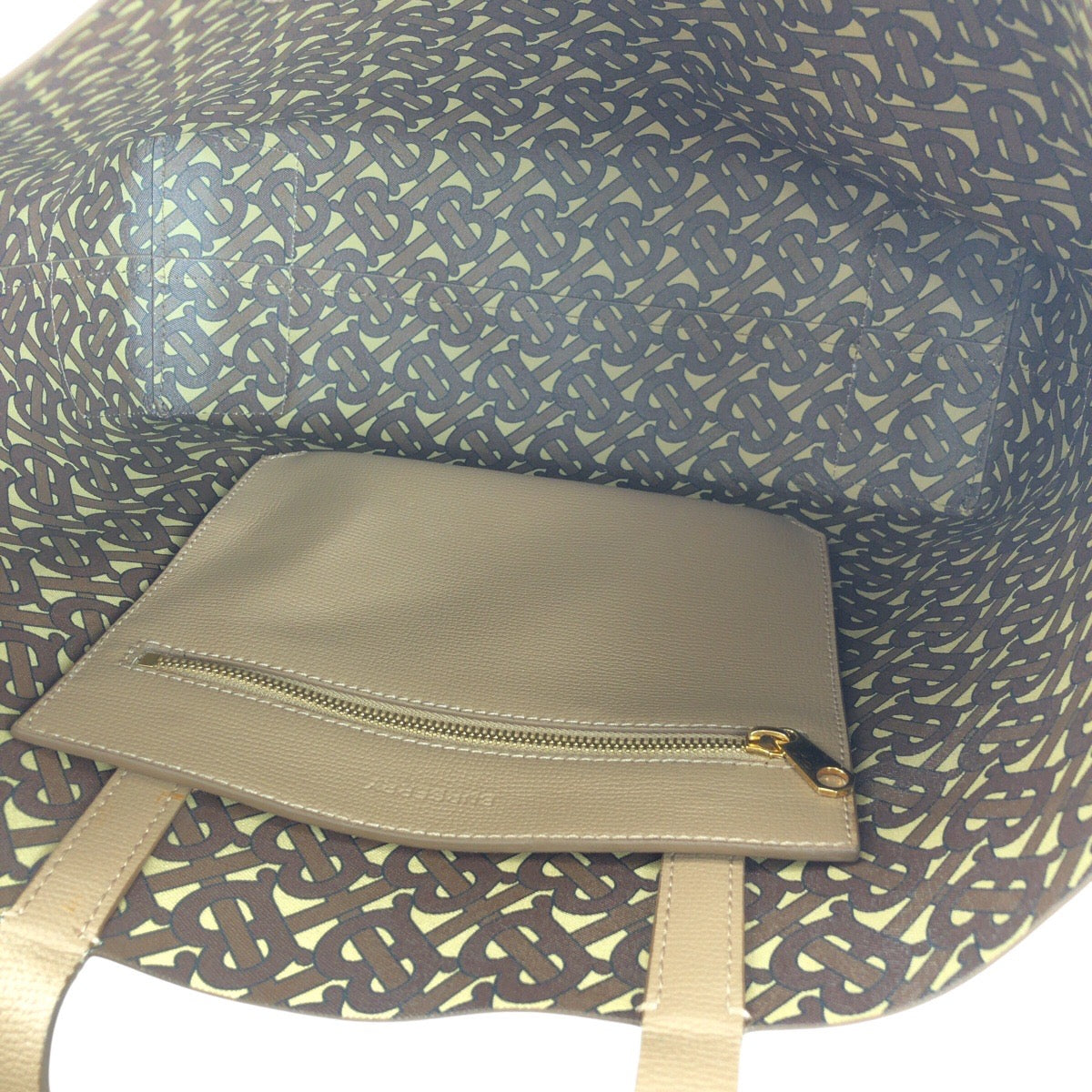 BURBERRY Tote Bag PVC Beige Gold Metal