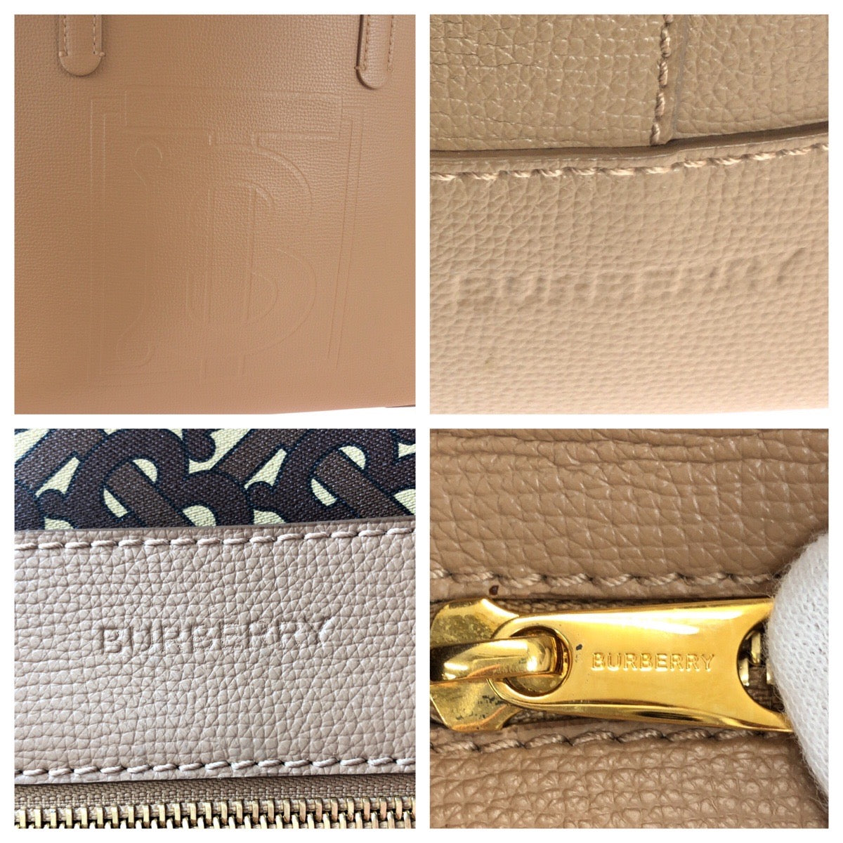BURBERRY Tote Bag PVC Beige Gold Metal