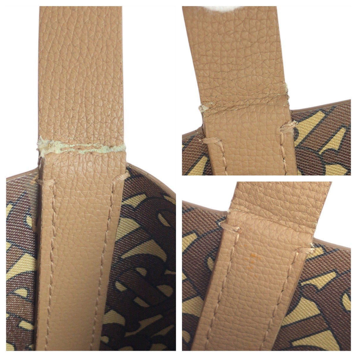 BURBERRY Tote Bag PVC Beige Gold Metal