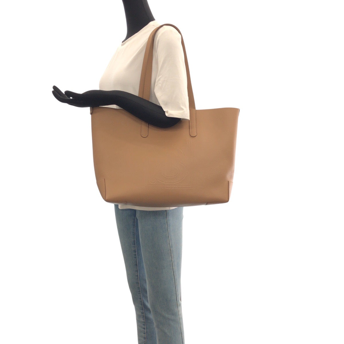 BURBERRY Tote Bag PVC Beige Gold Metal