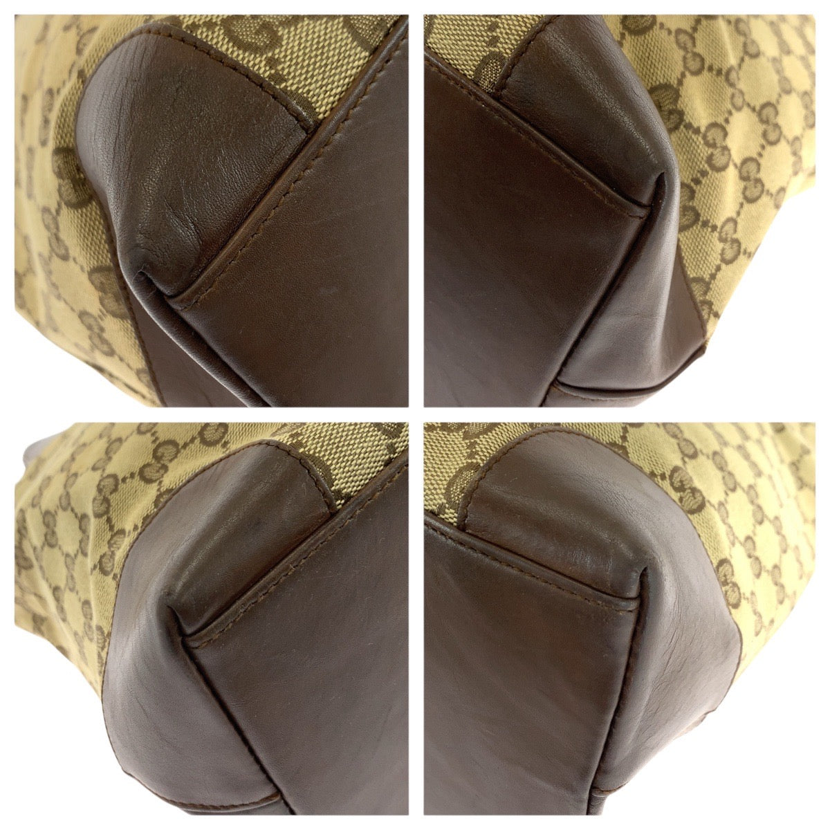 GUCCI Tote Bag 002 1121 GG canvas Beige Brown Gold Metal