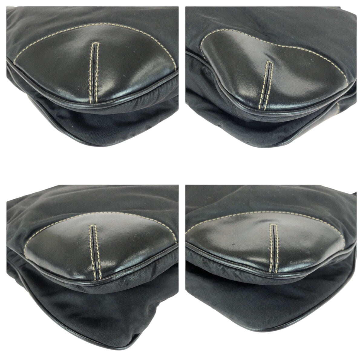 PRADA Shoulder Bag Nylon Black Silver Test Triangle With logo