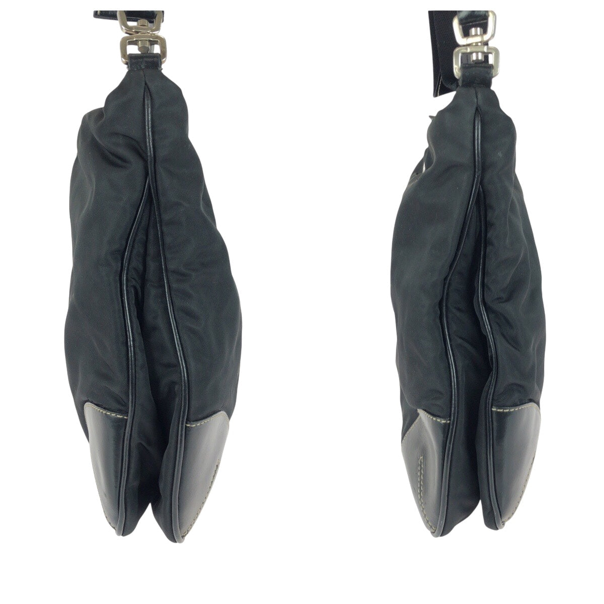 PRADA Shoulder Bag Nylon Black Silver Test Triangle With logo