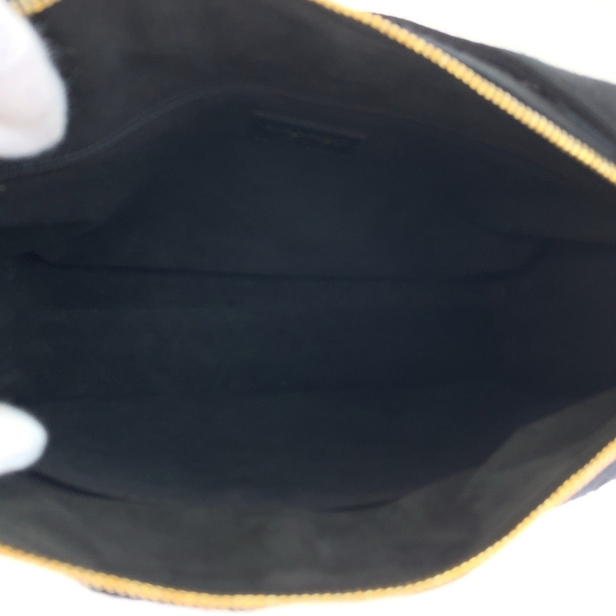 CHANEL Shoulder Bag canvas Black gold Chocolate bar COCO Mark