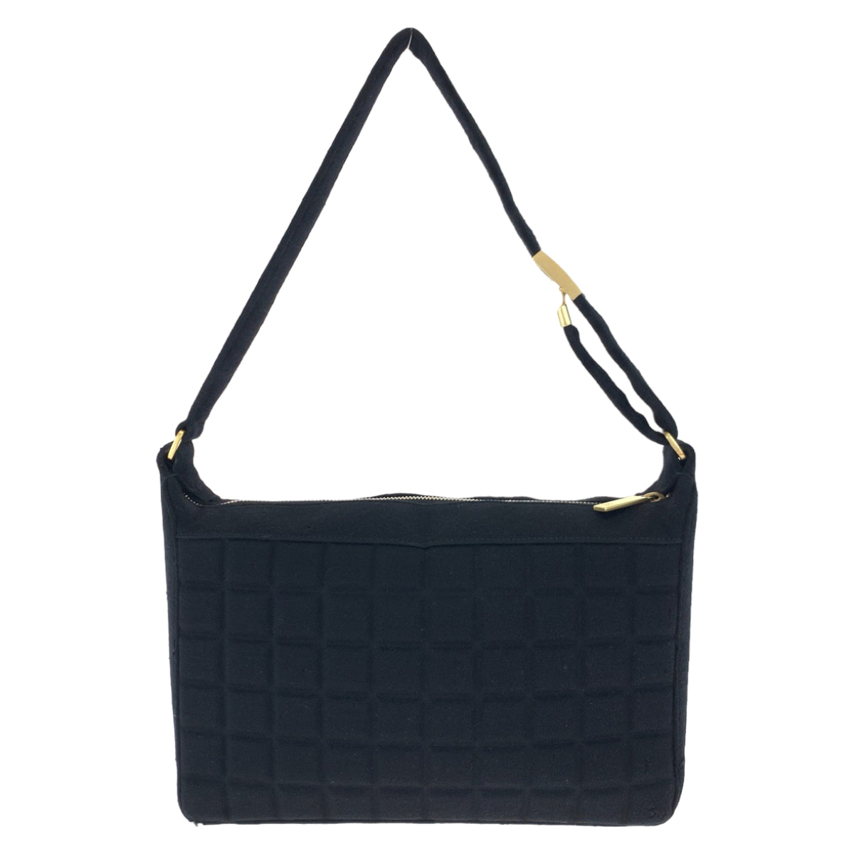 CHANEL Shoulder Bag canvas Black gold Chocolate bar COCO Mark