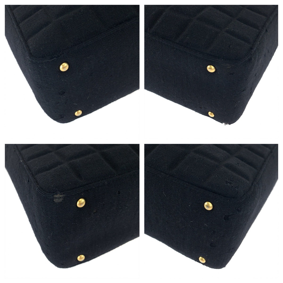 CHANEL Shoulder Bag canvas Black gold Chocolate bar COCO Mark