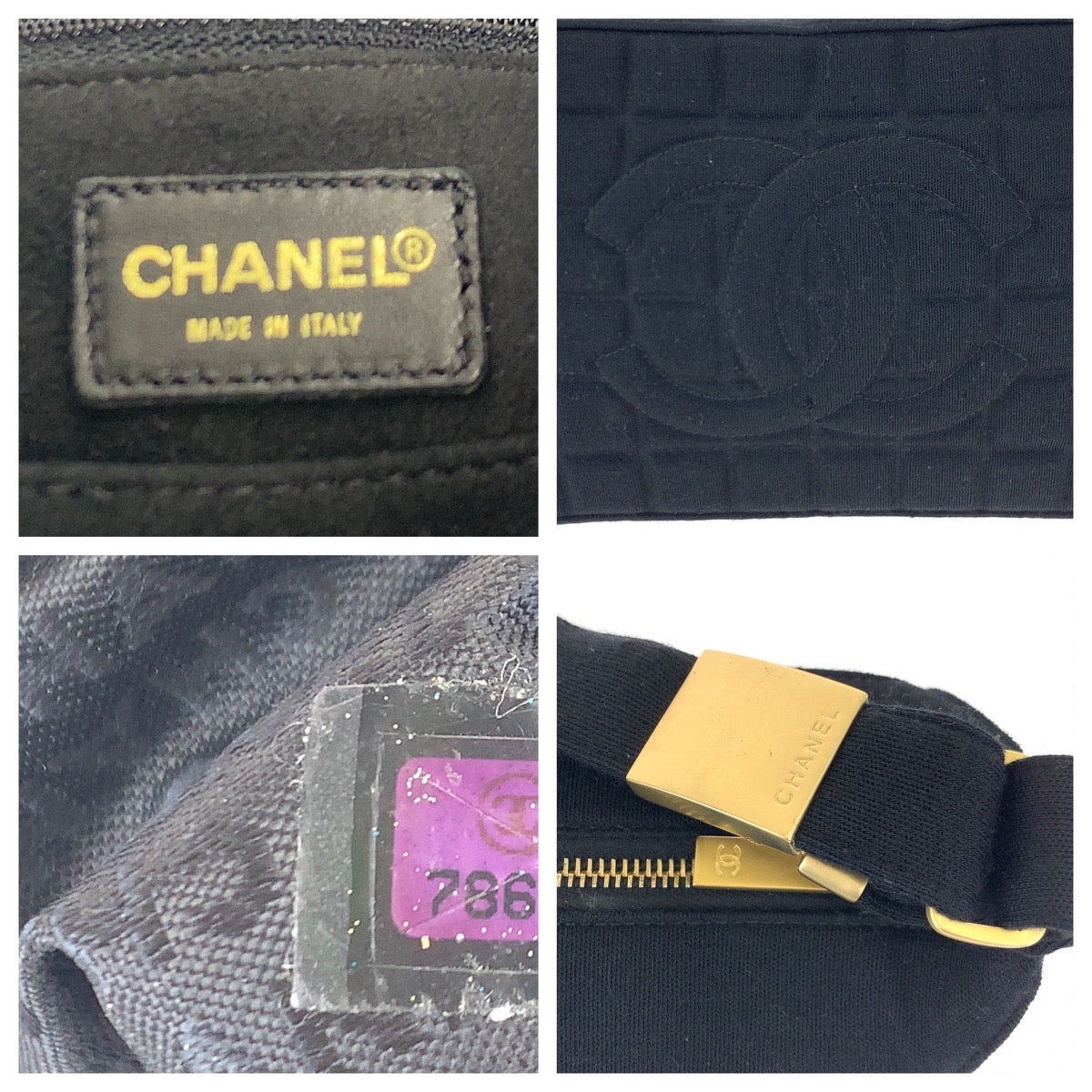 CHANEL Shoulder Bag canvas Black gold Chocolate bar COCO Mark