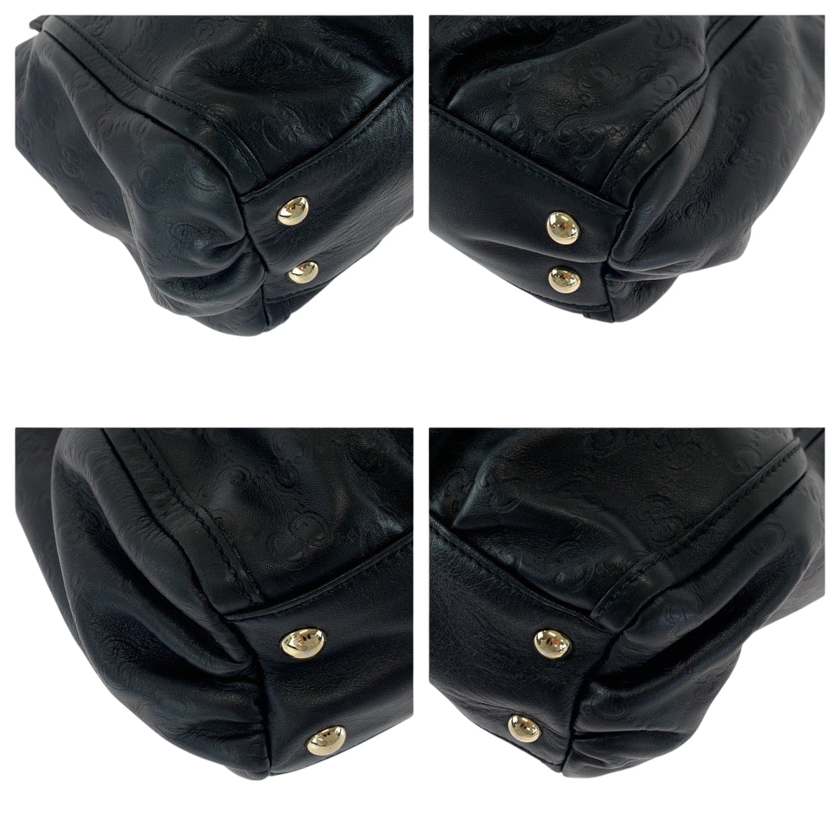 GUCCI Tote Bag 189831 leather Black Silver Abbey