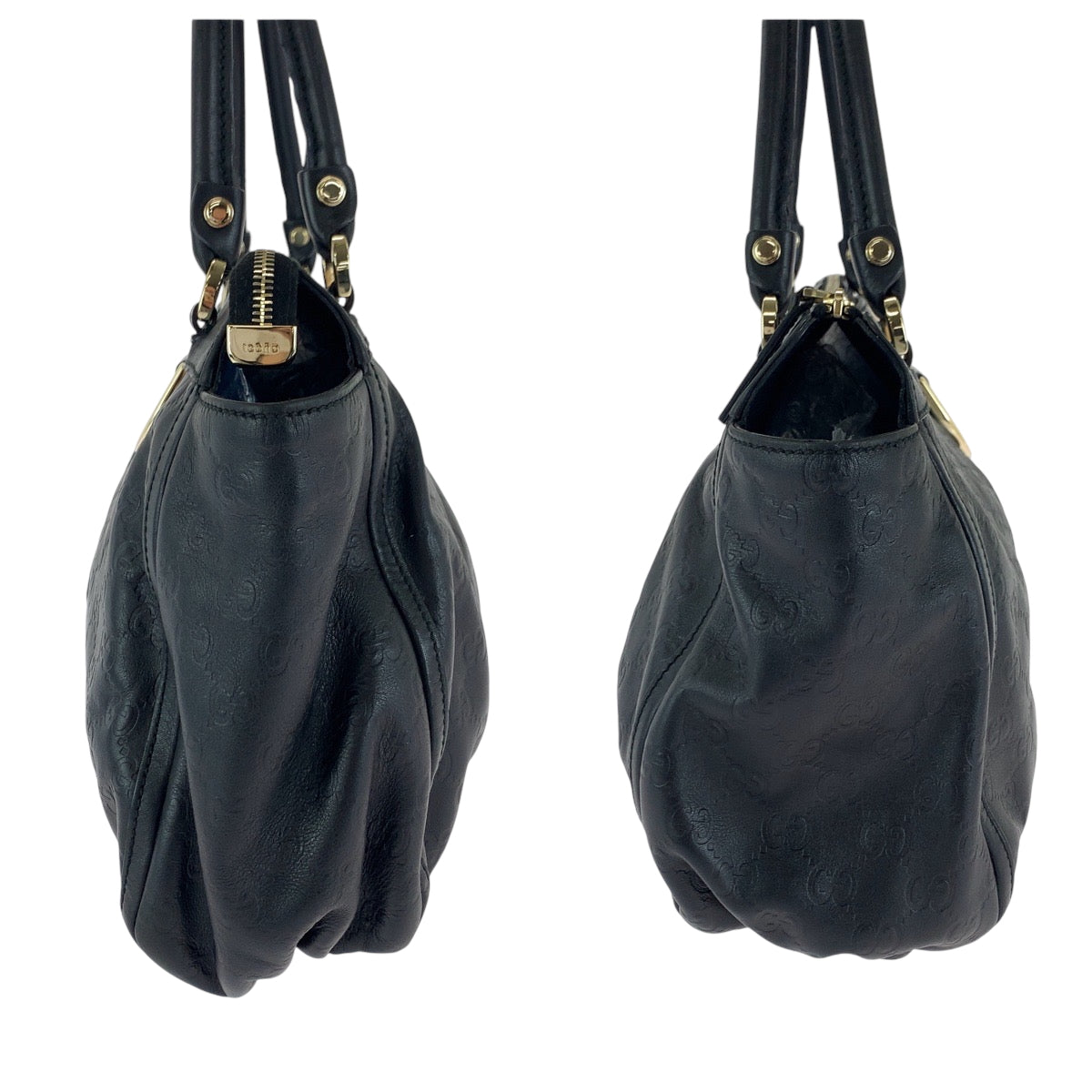 GUCCI Tote Bag 189831 leather Black Silver Abbey