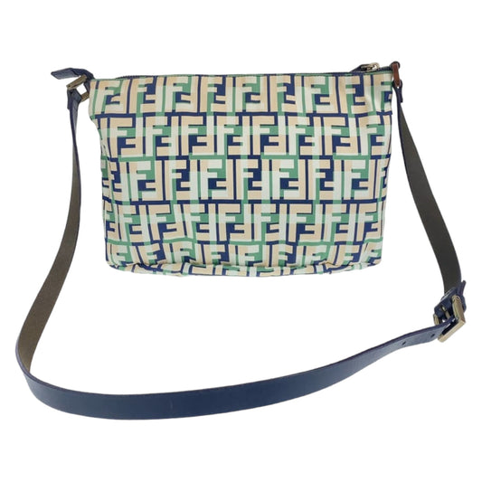 FENDI Shoulder Bag canvas Green Pink Navy Zucca Pattern FF logo