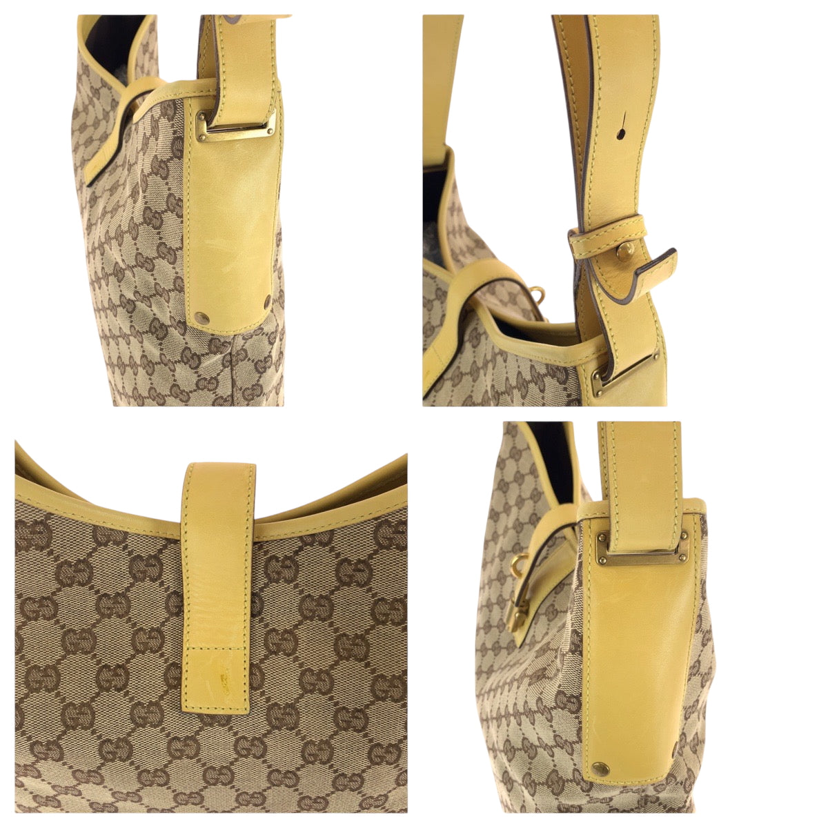 GUCCI Shoulder Bag 109190 GG canvas Beige Yellow Gold Metal New Jackie