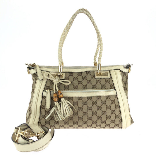 GUCCI Shoulder Bag 282300 GG canvas Beige Ivory Gold Metal Bella