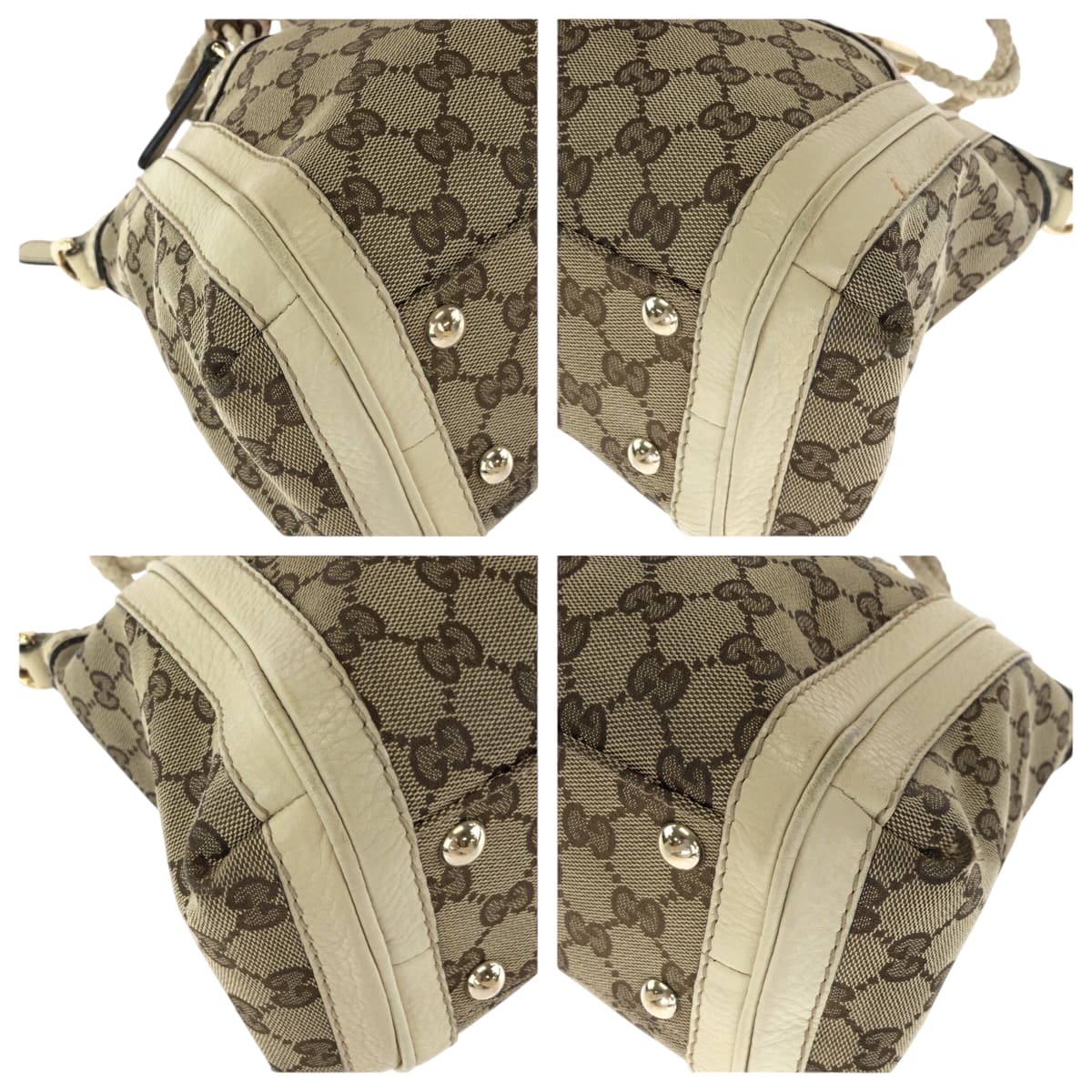 GUCCI Shoulder Bag 282300 GG canvas Beige Ivory Gold Metal Bella