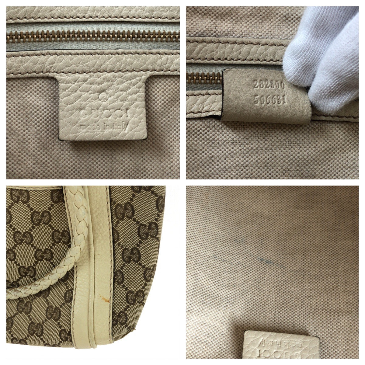 GUCCI Shoulder Bag 282300 GG canvas Beige Ivory Gold Metal Bella