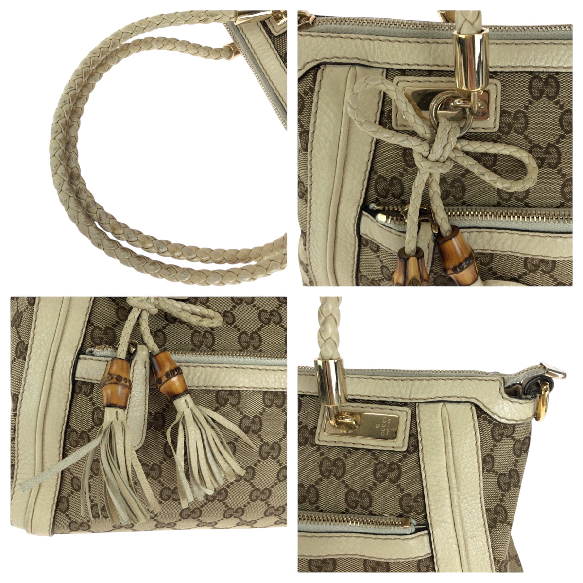 GUCCI Shoulder Bag 282300 GG canvas Beige Ivory Gold Metal Bella
