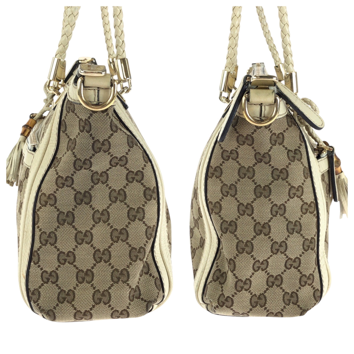 GUCCI Shoulder Bag 282300 GG canvas Beige Ivory Gold Metal Bella