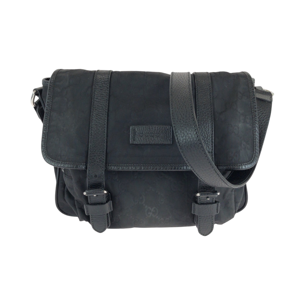 GUCCI Shoulder Bag 510335 Nylon Black SilverMetal