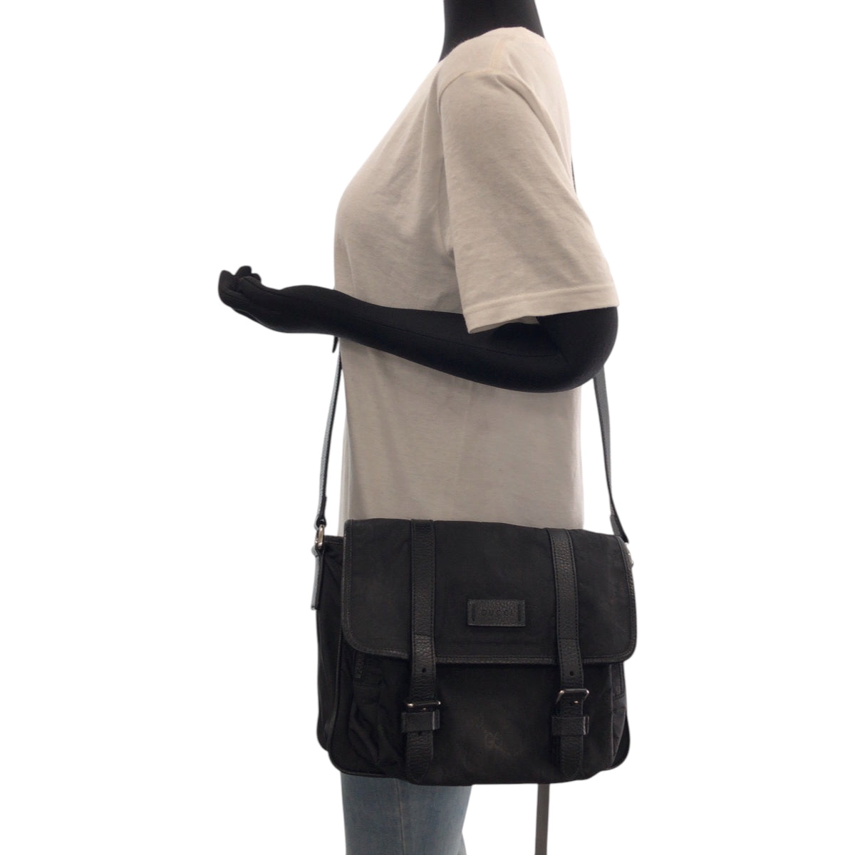 GUCCI Shoulder Bag 510335 Nylon Black SilverMetal