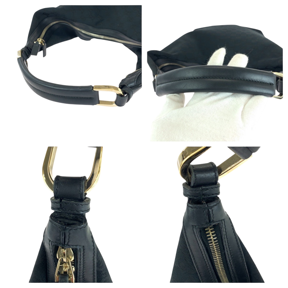 GUCCI Shoulder Bag 001 42870 GG canvas Black GoldMetal