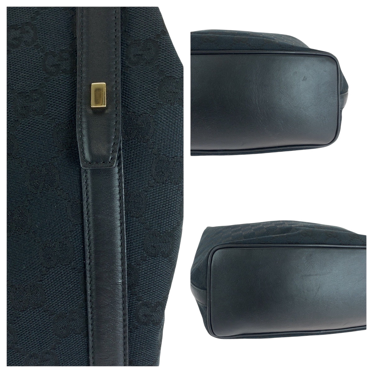 GUCCI Shoulder Bag 001 42870 GG canvas Black GoldMetal