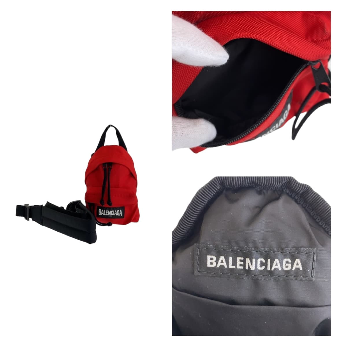 BALENCIAGA Shoulder Bag Nylon Red black Explorer
