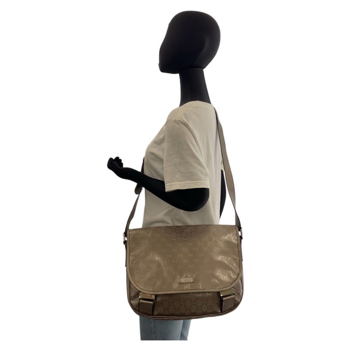 GUCCI Shoulder Bag 201732 PVC Metallic Brown SilverMetal GG implementation