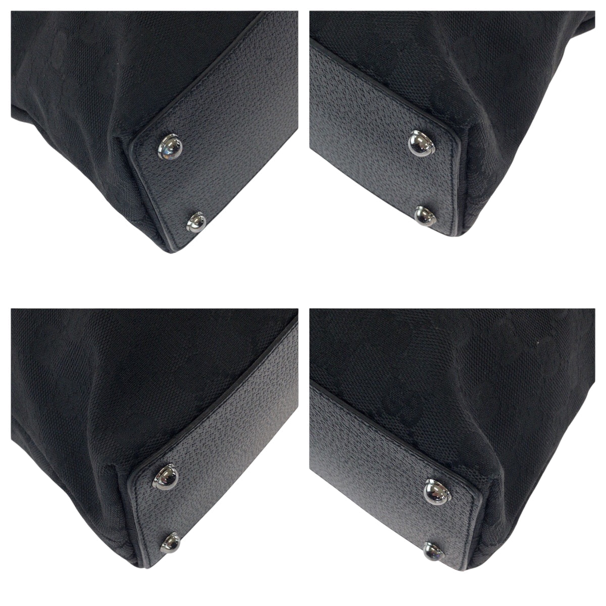 GUCCI Tote Bag 120837 GG canvas Black SilverMetal