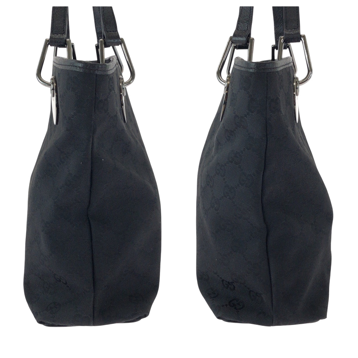 GUCCI Tote Bag 120837 GG canvas Black SilverMetal