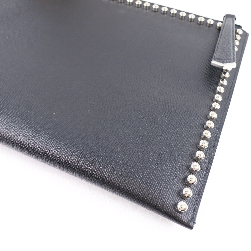 FENDI Clutch bag 8M0370 7MP F0V3X leather black Karl Lagerfeld Studs carlito flat clutch Women Used Authentic